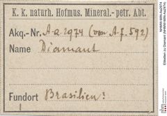 Etiketten zu Diamant (NHMW-MIN-Aa2974)